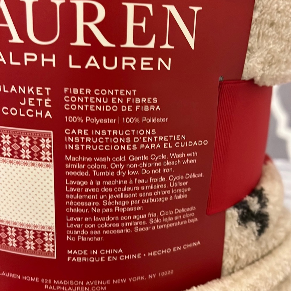 Polo Ralph Lauren Plaid Fleece Throw Blanket decor holiday new 60”x70” Christmas - Picture 3 of 9